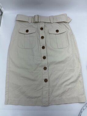 Converse Cream Button-Front Pencil Skirt with Belt